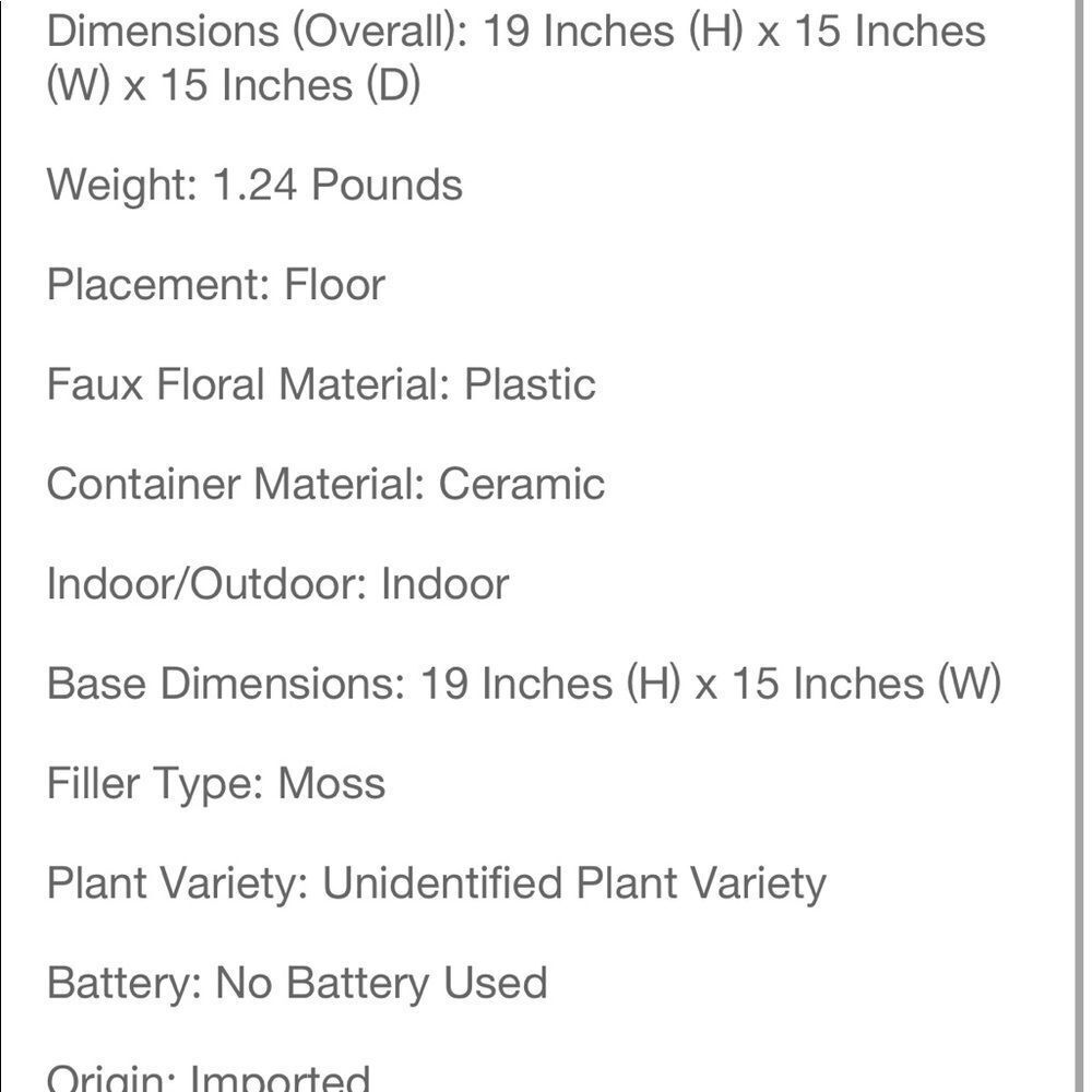 THRESHOLD NWT green plant in stand -19x15x15 - Picture 6 of 6